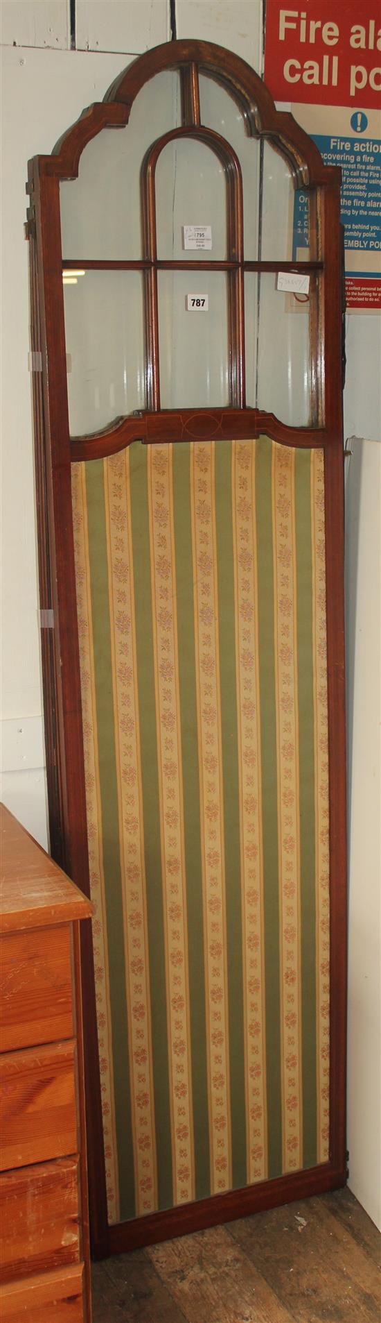 Glass & mahogany 3-fold screen(-)